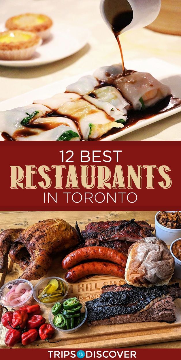 the cover of 12 best restaurants in toronto by triposoer, featuring grilled meats and vegetables