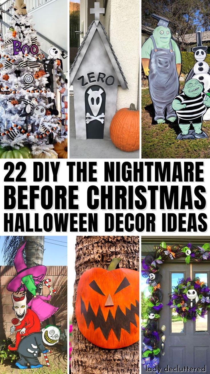 halloween decorations are featured in this collage