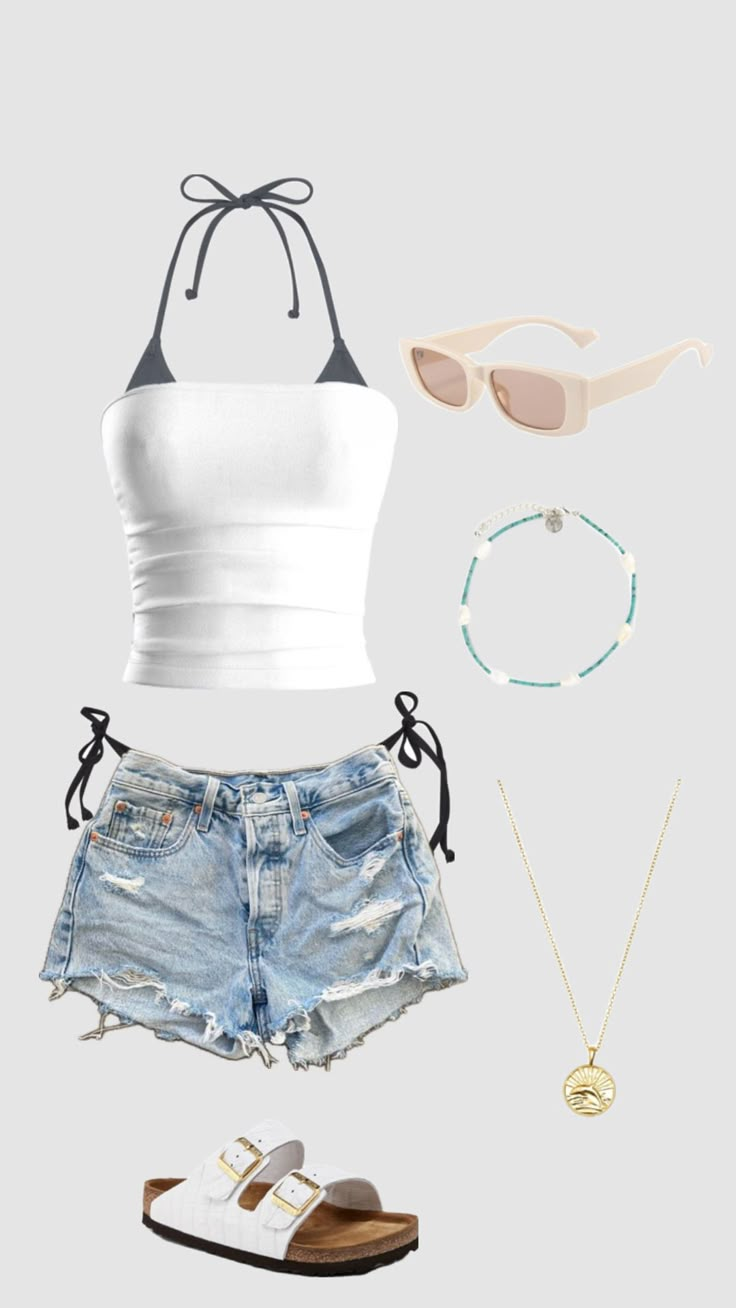 #outfitinspo #beach Cute Summer Outfits For The Beach, Outfit Ideas Holiday Summer, Beach Ideas Outfit, Cute Outfits For Beach, Cute Lake Outfits Summer Casual, Vaca Outfits Beach Vacations, Cruise Fits Aesthetic, Lake Day Fits, Shore Outfit Ideas