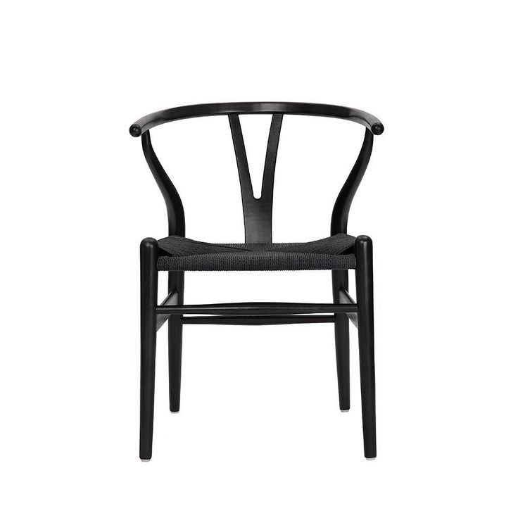 Wishbone Chair Y Chair Solid Wood Dining Chairs Rattan Armchair -Black. Black Wishbone Chair, Tufted Dining Chairs, Geometric Construction, Rattan Armchair, Wood Wax, Mid Century Dining Chairs, Solid Wood Dining Chairs, Dining Chair Slipcovers, Wood Dining Chairs