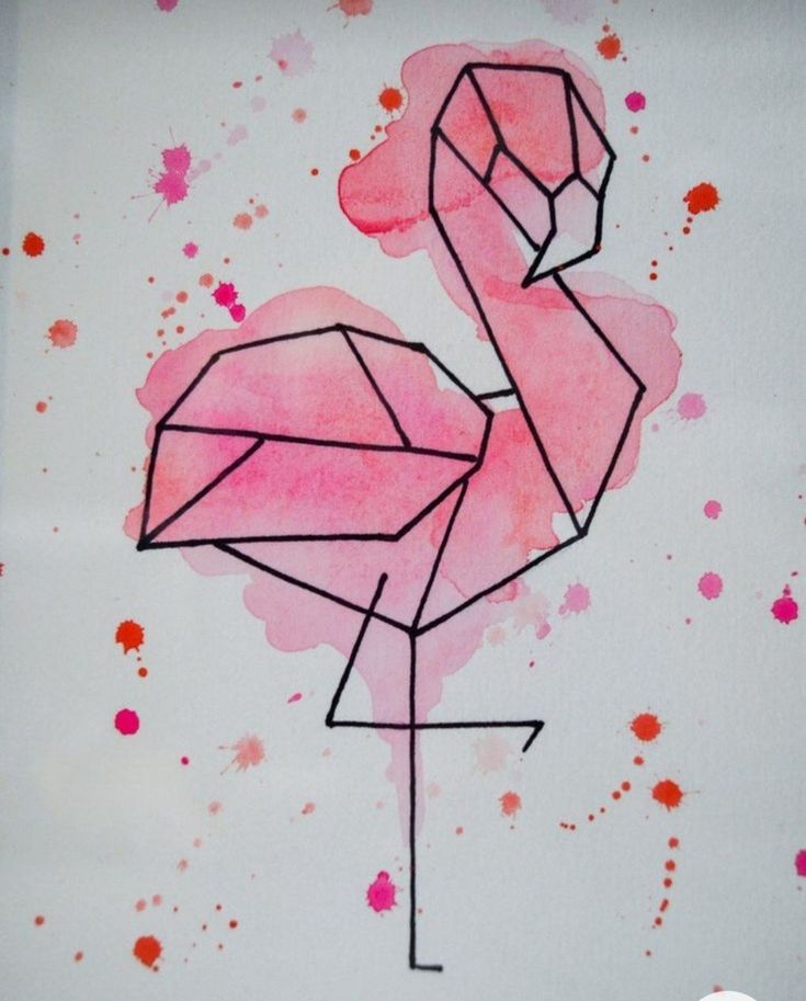 a drawing of a pink flamingo on white paper