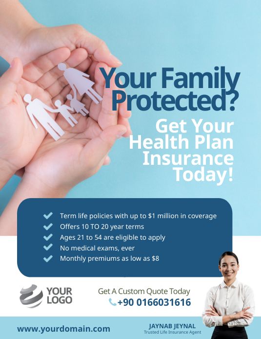 a flyer for a health plan with two people holding paper cutouts in their hands