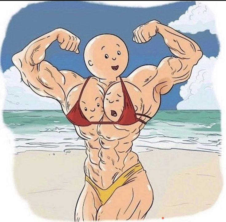 an image of a man on the beach flexing his muscles