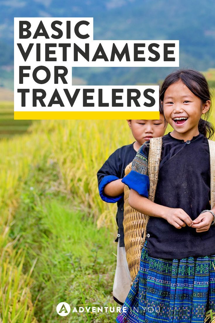 two young children standing in a field with the words basic vietnamese for travelers