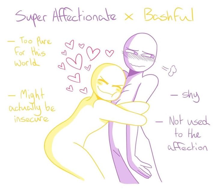 a drawing of two people hugging each other with the caption super affection x bushful