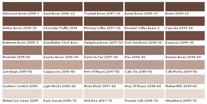 the color chart for different shades of brown