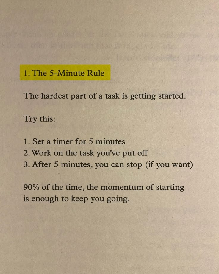 a piece of paper with some type of text on it that says the 5 - minute rules