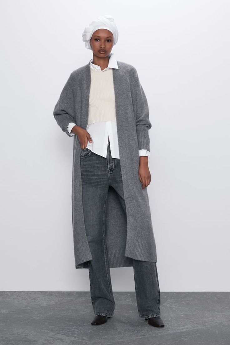 Women's Knitwear | ZARA United Kingdom Floor Length Cardigan, Belted Wrap Coat, Zara Cardigan, Knit Cardi, Oversized Knit Cardigan, Long Knit Cardigan, Gilet Long, Cropped Cardigan Sweater, Long Knit