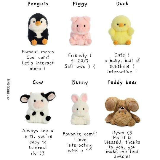 there are many different stuffed animals on this page