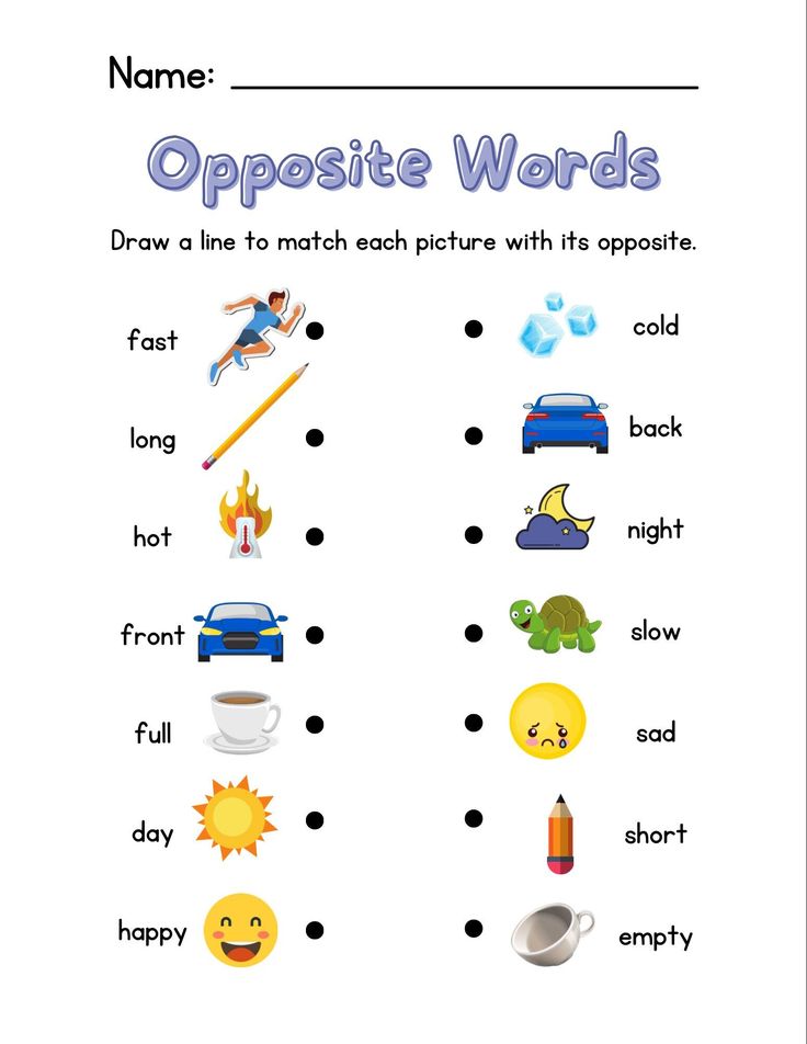 opposite words worksheet with pictures to help students learn the english language and writing skills