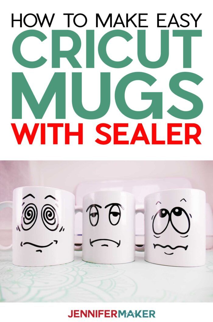 three mugs with faces drawn on them and the title how to make easy cricut mugs with sealer