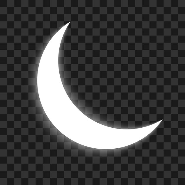 a white crescent moon on a black checkered background, with only one half visible