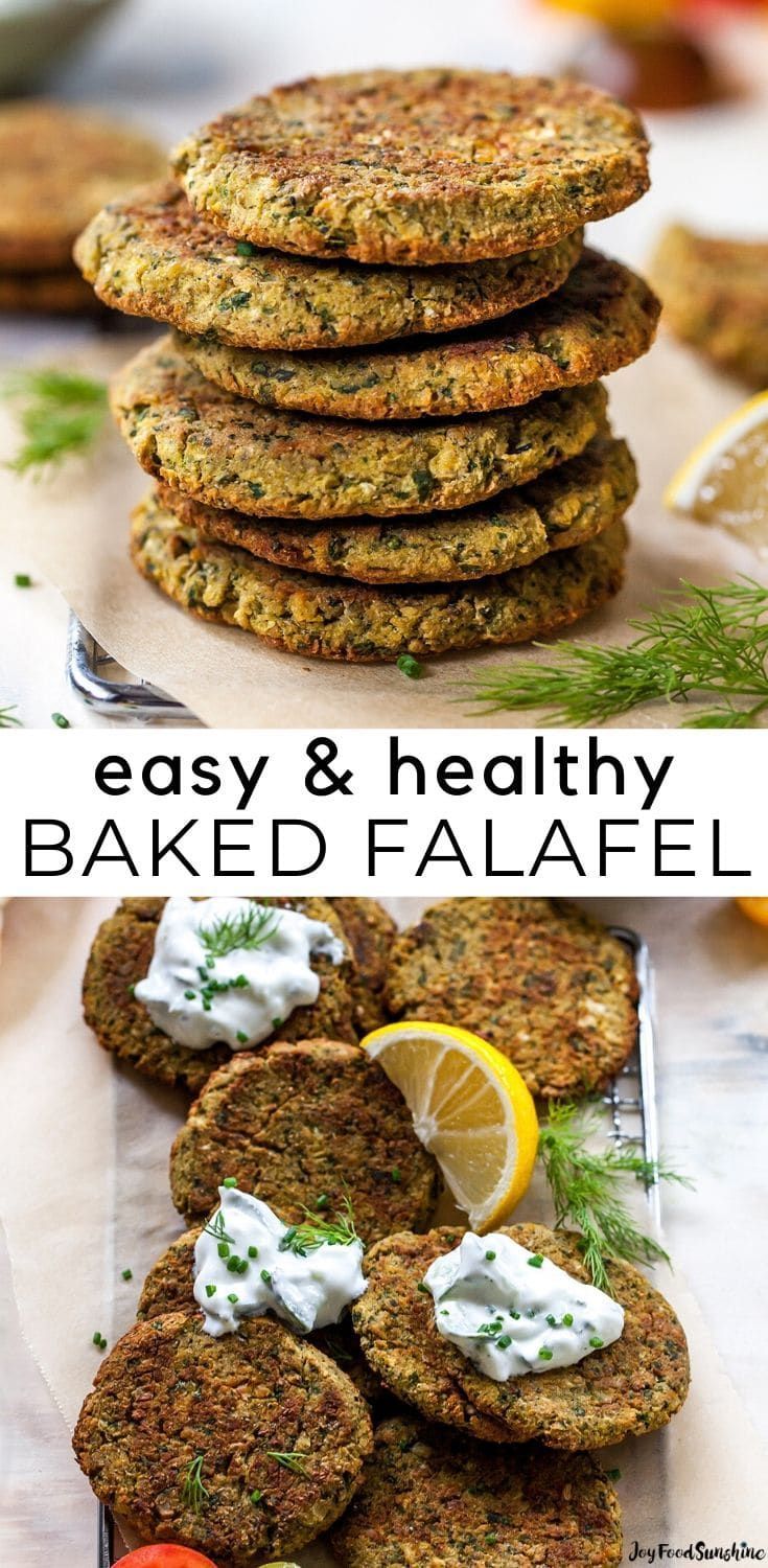 the recipe for baked falafel is shown with lemons and dilling