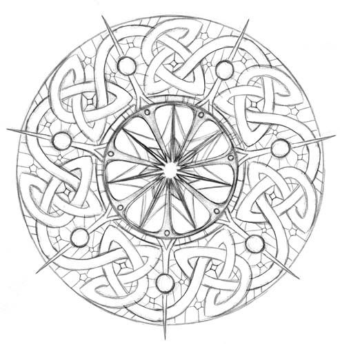 a drawing of an intricate design in the shape of a circle with many smaller circles around it