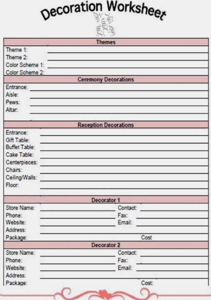 a printable worksheet with the words decoration worksheet written on it