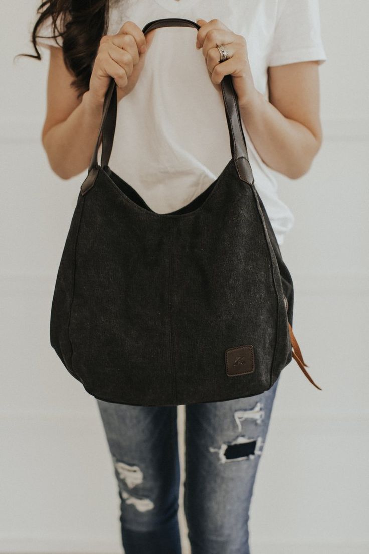 Hobo Bag With Zipper Pocket, Everyday Double Handle Shoulder Bag With Cell Phone Pocket, Everyday Hobo Bag With Zipper Closure, Everyday Hobo Shoulder Bag With Zipper, Hobo Bag With Zipper Closure For On-the-go, Hobo Bag With Zipper Closure, Versatile Black Canvas Hobo Bag, Tote Hobo Bag With Pockets, Everyday Use Hobo Tote Bag With Pockets