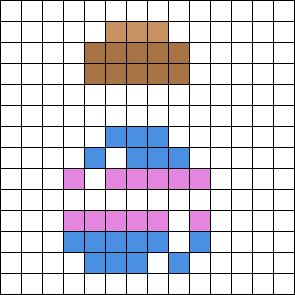 a cross stitch pattern with an image of a man's head in blue and pink