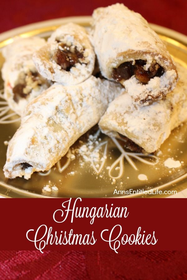 some type of dessert on a plate with the words hungarian christmas cookies written below it