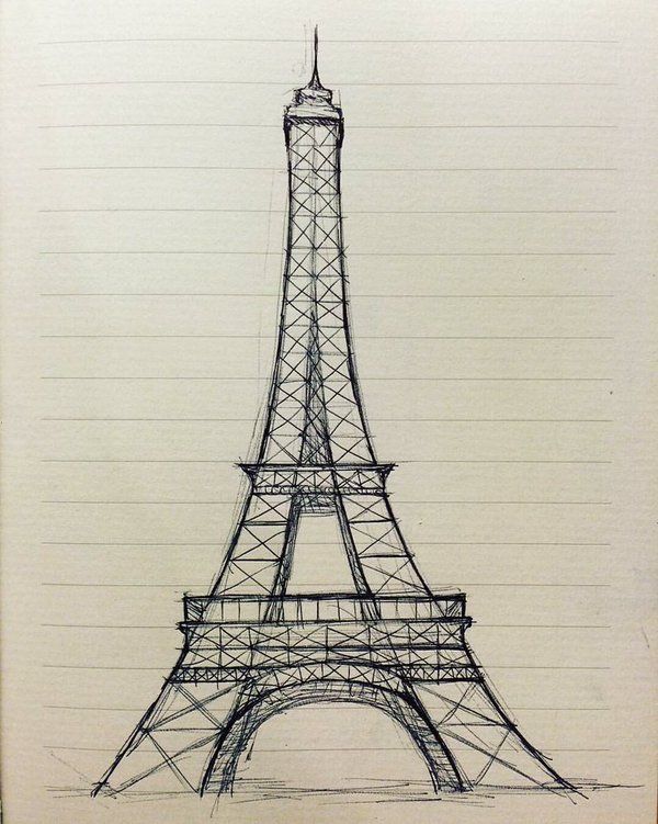 a drawing of the eiffel tower