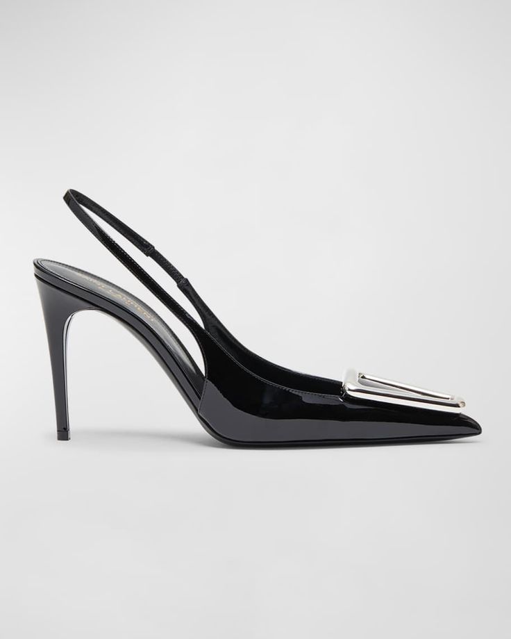 Saint Laurent Avenue Patent Leather Slingback Pumps | Neiman Marcus Ysl Pumps, Build Wardrobe, Pointed Heels, Saint Laurent Shoes, Slingbacks, Patent Leather Pumps, Slingback Pump, Angelina Jolie, Leather Pumps