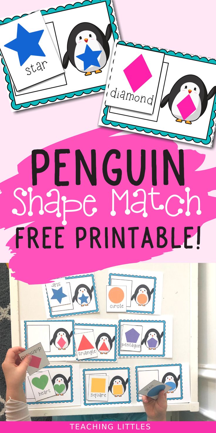 penguin shape match with free printables for kids to practice their shapes and numbers