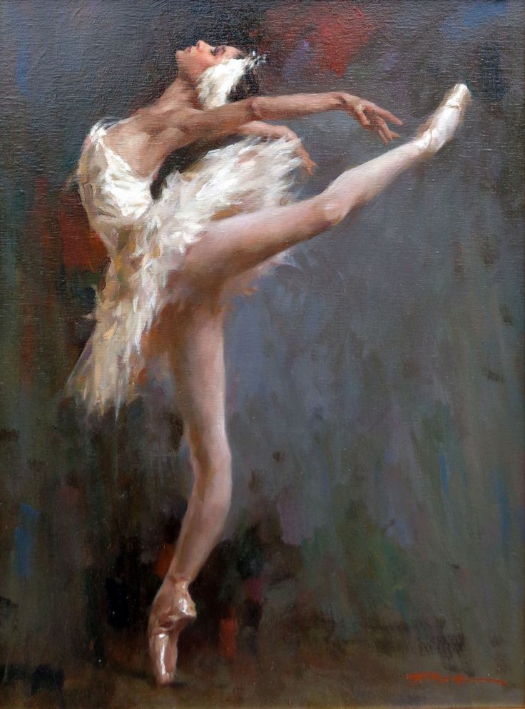 a painting of a ballerina in white and gold