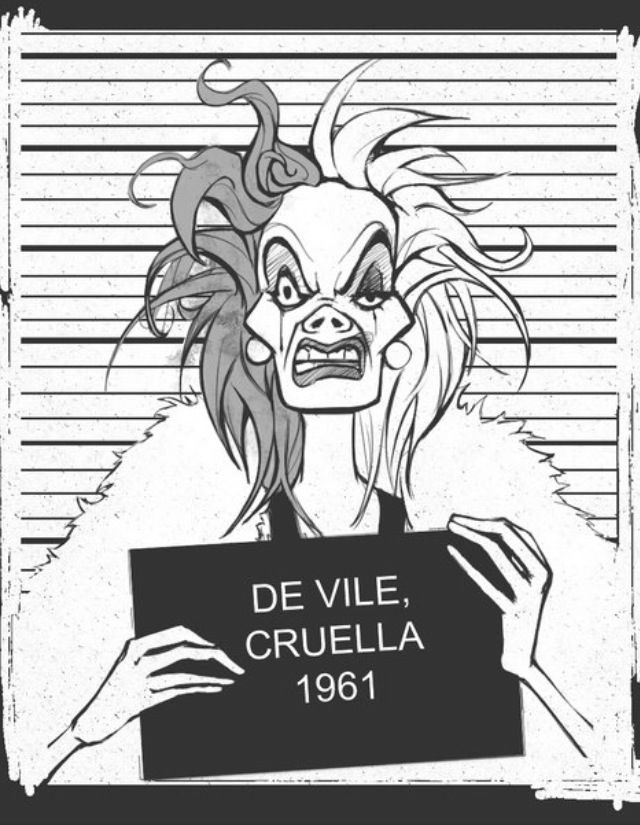 a drawing of a woman holding a sign that says de vile gruela, 1971