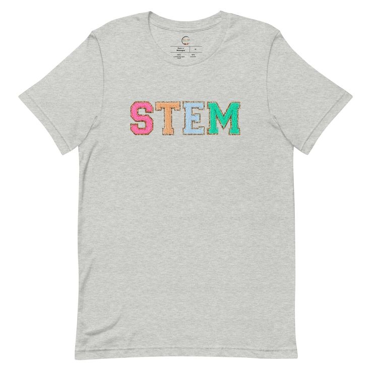 STEM Teacher Tshirt, Science Teacher Shirt, Science Technology Engineering and Math TshirtGrab this STEM Teacher Tshirt, Science Teacher Shirt, Science Technology Engineering and Math Tshirt. If you're a teacher and teach math, science, engineering, or art this cute shirt is for you! Perfect back to school tee.Check out our other collections such as the Feminist -Nevertheless She Taught collection for the teacher in her classroom. Or new, history, kindergarten, math, music, daycare, or preschool Cotton T-shirt With Letter Print For School, Cotton T-shirt With Letter Embroidery For College, Cotton College Style Top With Letter Embroidery, Cotton Tops With Letter Embroidery In College Style, Relaxed Fit T-shirt With Letter Print For School, College Short Sleeve T-shirt With Letter Embroidery, College T-shirt With Letter Embroidery And Short Sleeves, Casual School T-shirt With Name Print, Casual T-shirt With Name Print For School