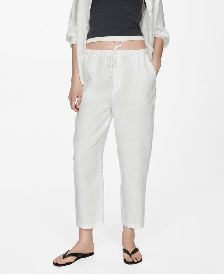 in stock Casual Relaxed Fit Daywear Bottoms, Casual Relaxed Fit Bottoms For Daywear, Casual Straight Pants For Daywear, Casual Linen Bottoms For Daywear, Spring Loungewear Cropped Pants, Casual Cropped Bottoms For Daywear, Casual Cropped Leg Bottoms For Daywear, Relaxed Cropped Leg Bottoms For Spring, Spring Relaxed Ankle-length Bottoms