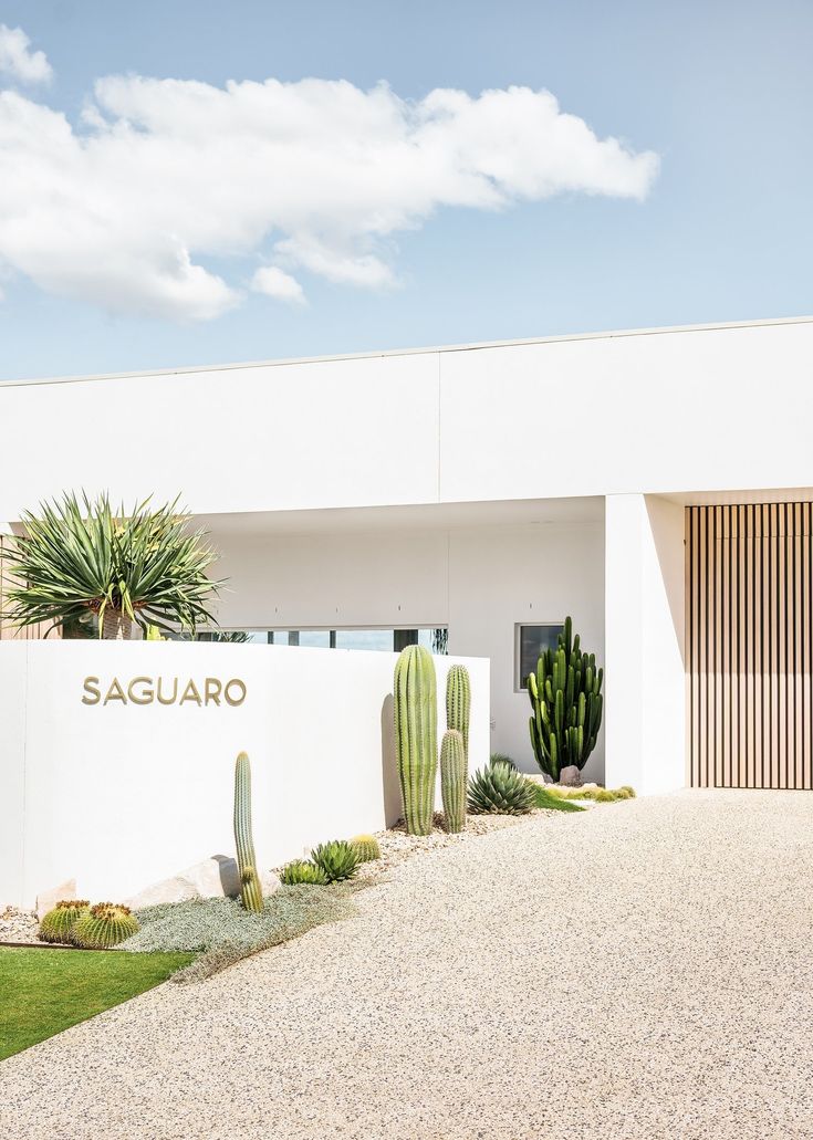 the entrance to saguaro with cacti and succulents