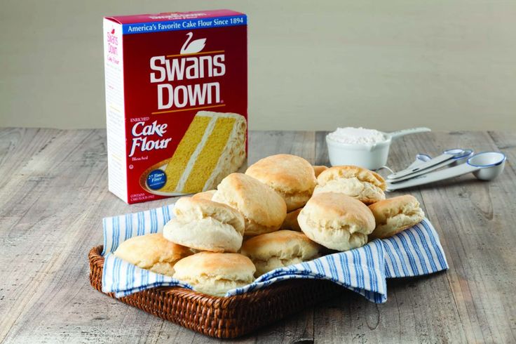 a basket filled with rolls next to a box of cake mix