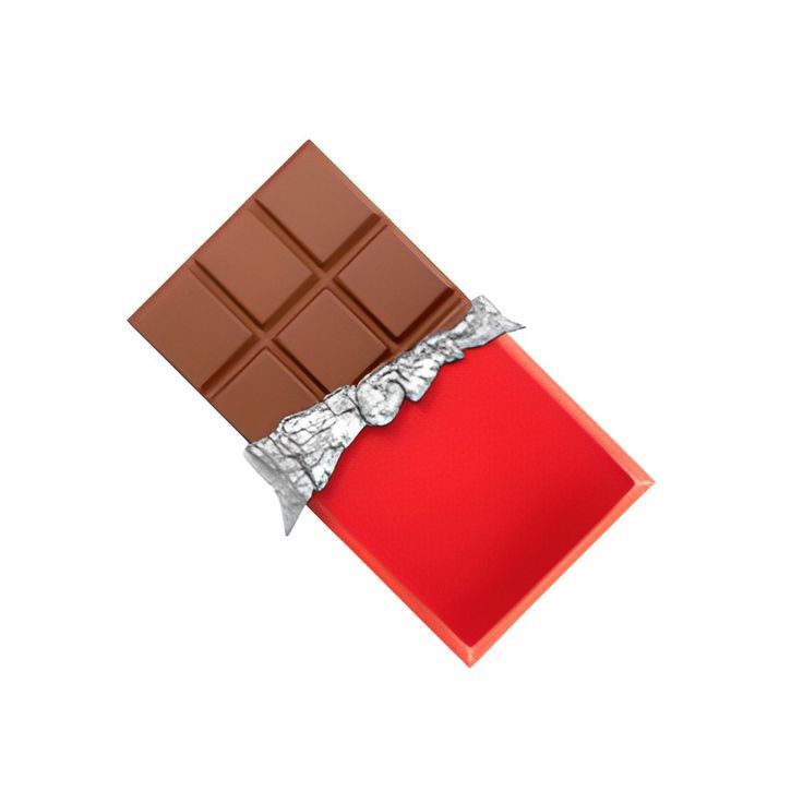 a piece of chocolate on top of a red plate with silver foil around the edge