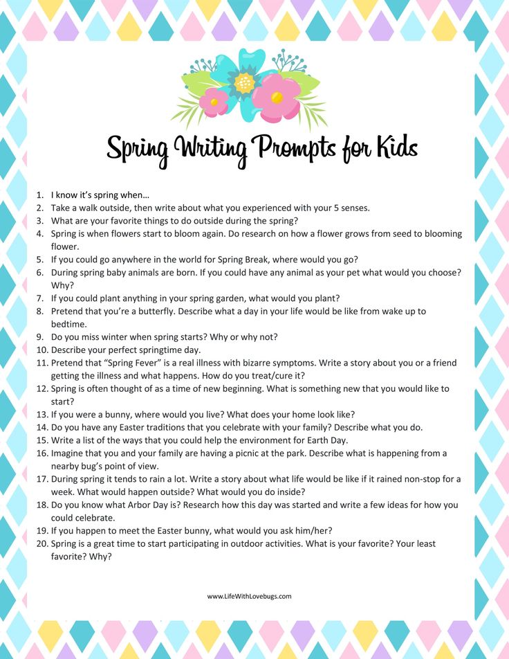 the spring writing prompt for kids