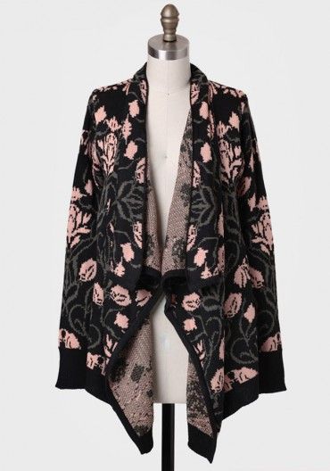 Enchanted Rose Draped Cardigan | Modern Vintage New Arrivals Outer Batik Casual, Pola Kimono, Cardigan Batik, Outer Batik, Botanical Book, Batik Clothing, Batik Modern, 60s Retro, Batik Fashion