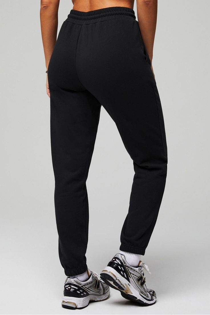 Year Round Terry Sweatpant Fabletics black female Activewear >> Womens >> Bottoms >> Pants & Joggers >> Joggers Year Round Terry regular Everyday/Lounge External Pocket Comfortable Black Yoga Pants With Comfort Waistband, Black Tapered Leg Gym Bottoms, Black Athleisure Bottoms With Tapered Leg, Black Sweatpants With Comfort Waistband For Yoga, Black Relaxed Fit Yoga Pants For Workout, Black Sweatpants For Yoga With Comfort Waistband, Black Casual Leggings With Comfort Waistband, Workout Bottoms With Elastic Waistband, Black Yoga Sweatpants With Comfort Waistband