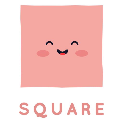 a pink square with the words square in front of it and an image of a smiling face