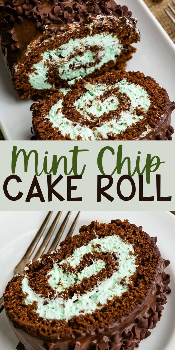 a chocolate cake with mint cream frosting on top and a fork in the middle