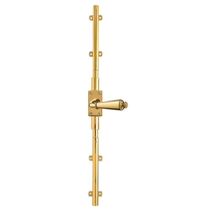 a golden door handle on a white background