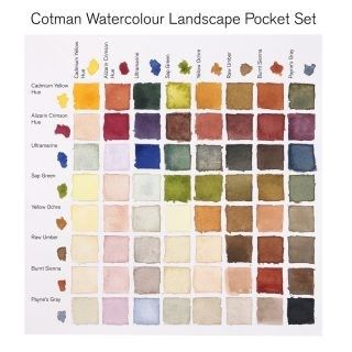 the color chart for cotman watercolor landscape pocket set