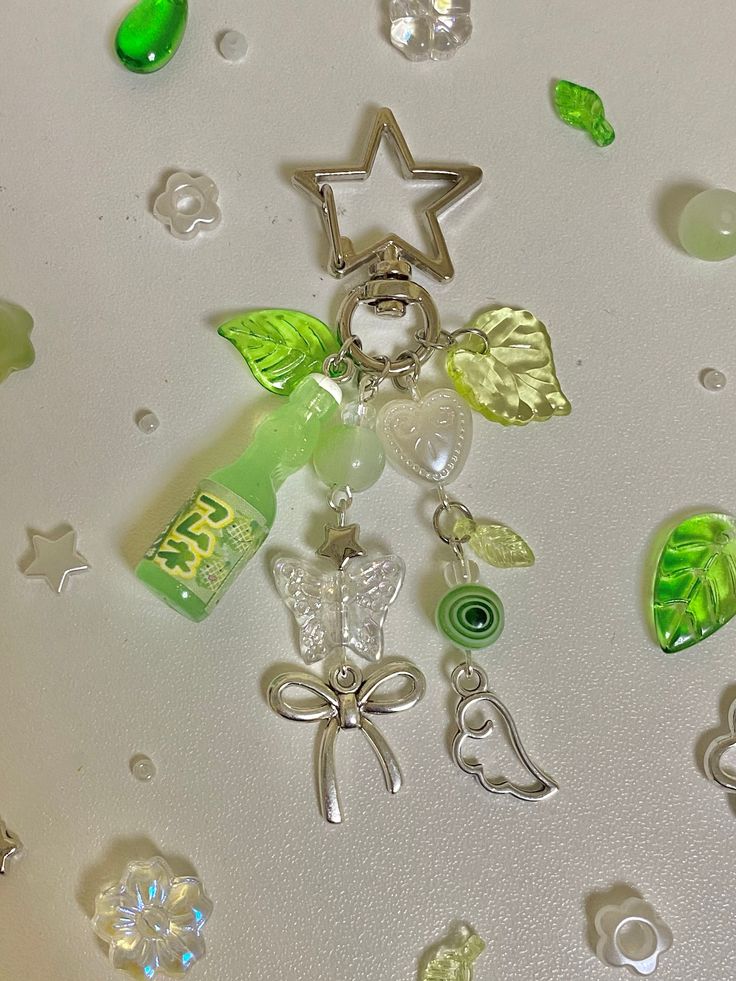 some green and white items are laying on the table together with water droplets around them