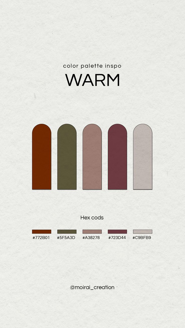 the color swat list for warm and soft colors in different shades, with text below