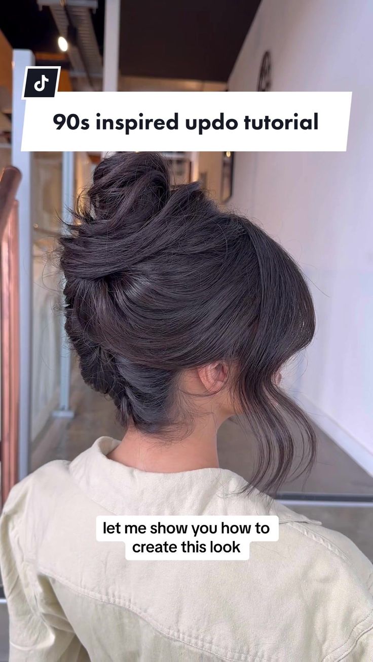 Classy French Twist Updo, French Twist Updo Brown Hair, Updo Hairstyles Thick Hair, 90s French Twist Updo, French Roll Bun Hairstyle, Bridal Updo Tutorial Fine Hair, Kim K French Twist, Bridal Updo French Twist, How To Do A Messy Updo