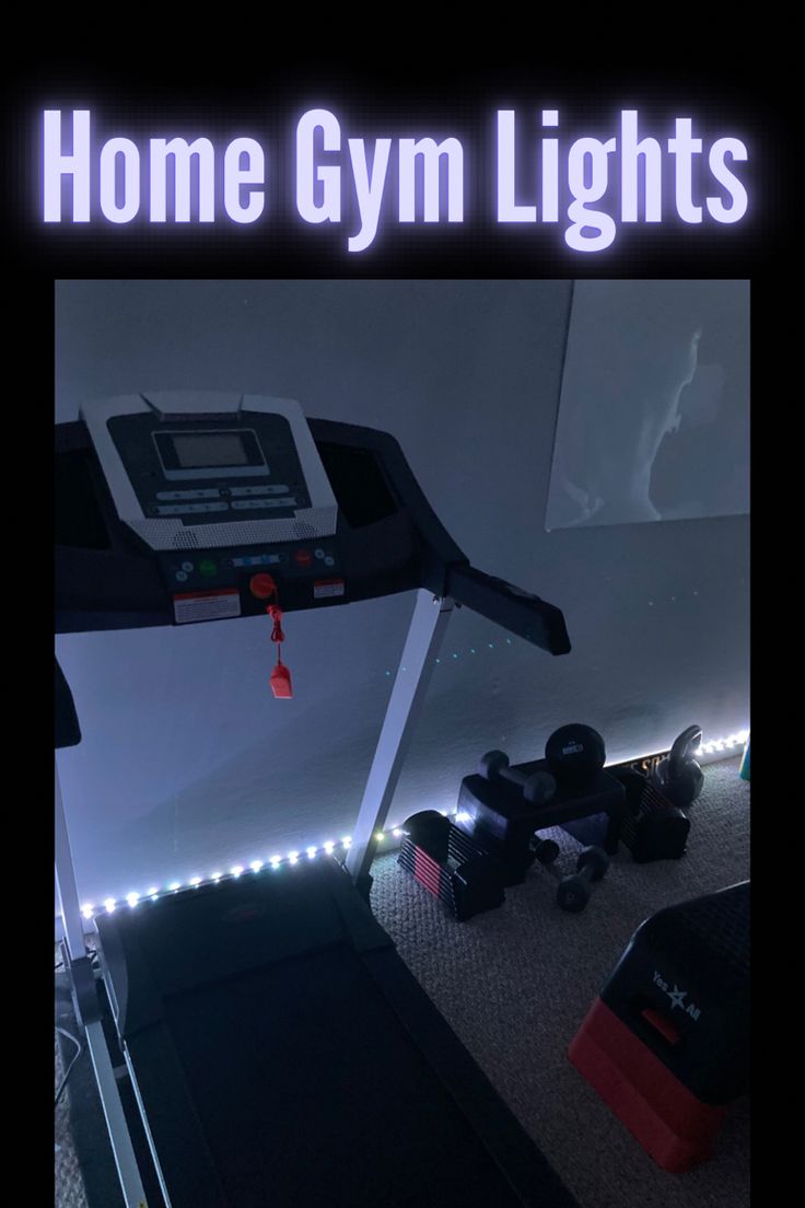 an image of a gym room with lights on the treadmill and other equipment in front of it