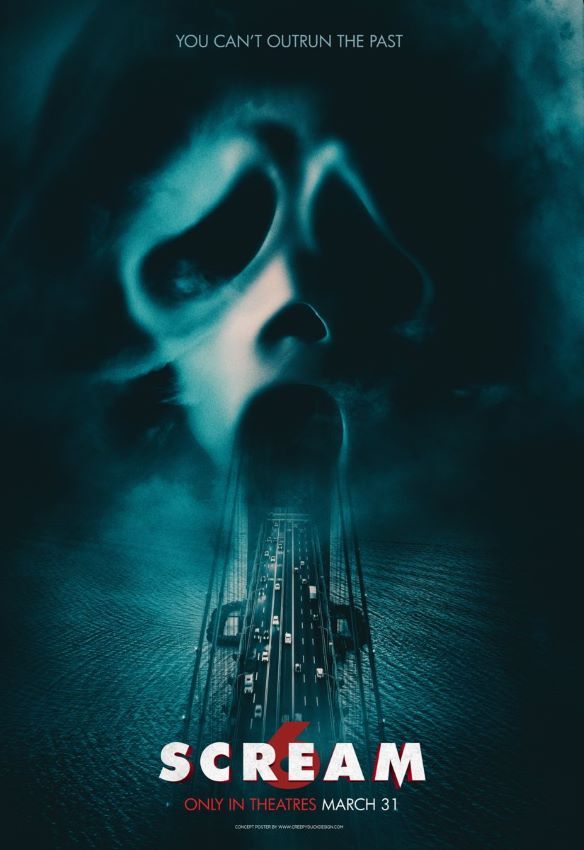 a movie poster for scream with an image of a person's face in the background