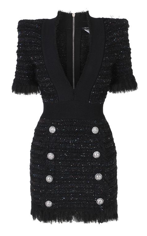 Tweed Mini Dress, Balmain Fashion, Balmain Dress, Tweed Dress, Black Women Fashion, Looks Chic, Kpop Fashion Outfits, Mode Vintage, Stage Outfits