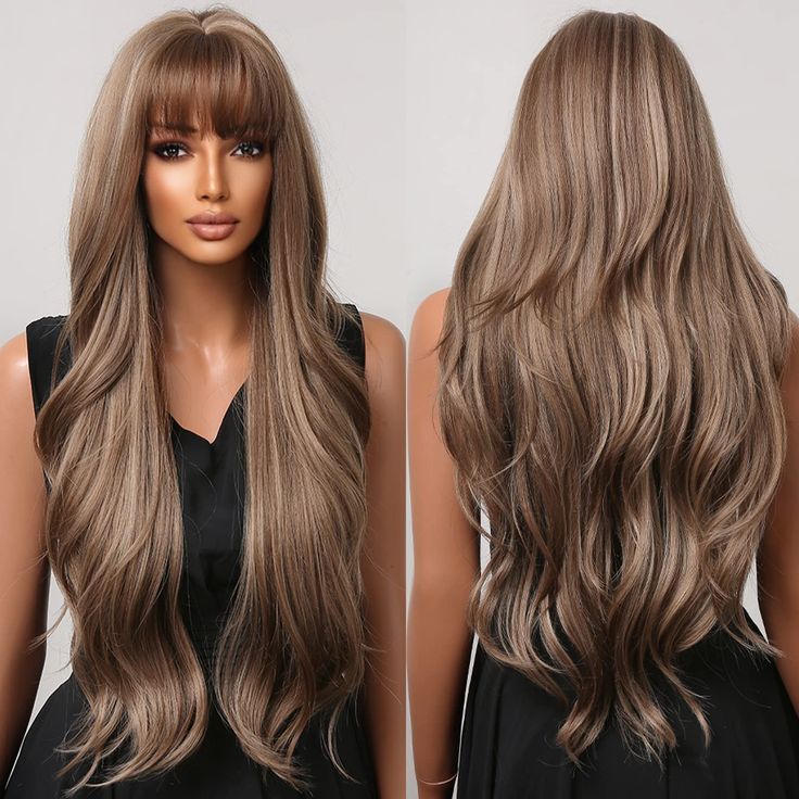 PRICES MAY VARY. 【Premium Material】：The long brown wig is made of high-temperature resistant synthetic fiber and stands heat up to 120℃ (250℉). It is not only soft and full,but also natural and bouncy. Easy to comb and not easily tangle and hair loss. 【Style and Benefits】:This Highlight Brown Wig is soft, full, and thick. 26 inches long, Long Wave Wig is suitable for any face shape. Our wigs are specially processed with light natural luster so it looks and feels like real hair.A natural wavy and Pelo Ondulado Natural, Blond Ombre, Long Curly Wig, Natural Wavy Hair, Curly Hair Wig, Wavy Curly Hair, Brown Wig, Blonde Wig, Long Wigs