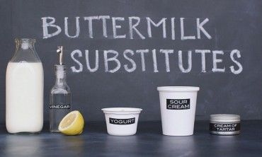 the ingredients for buttermilk are displayed in front of a chalkboard that says buttermilk substitues