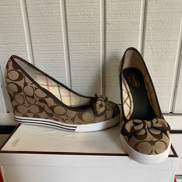 These Are Like New With The Box Coach Wedges. Only Worn Once Or Twice Size 8 1/2. Boxing Coach, Coach Shoes, Cute Heels, Womens Shoes Wedges, Dream Shoes, Wedge Shoes, Like New, Wedges, Cute Outfits