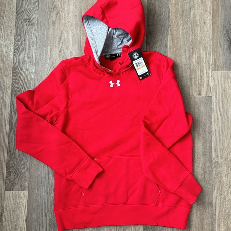 New Women’s Red Small Under Armour Hoodie Red Fleece Hoodie With Double-lined Hood, Red Hooded Fleece Sweatshirt, Red Hooded Sweatshirt With Double-lined Hood, Red Athleisure Hoodie With Double-lined Hood, Red Hooded Sportswear Sweatshirt, Red Hoodie With Adjustable Hood, Red Fleece Hoodie With Adjustable Hood, Red Fleece Hoodie Sweatshirt, Red Fleece Sweatshirt With Drawstring Hood