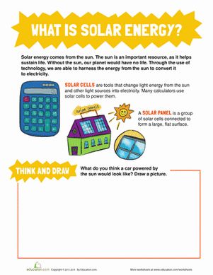 the solar energy worksheet is shown in this image, and it contains information on how to use it